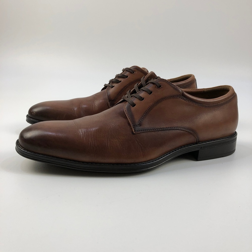 Florsheim Amelio Plain Toe Oxford Shoes Mens 10M Derby Brown Leather Lace Up